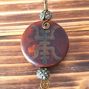 Tibetan Wire-Wrapped Stone Pendant Necklace
